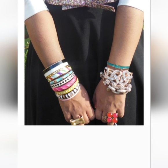 Kate Spade Take A Bow Enamel Bangle Bracelet, Blue & Gold - NWOT - Picture 8 of 8